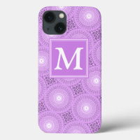 Monogram lilac purple circles pattern Case-Mate iP