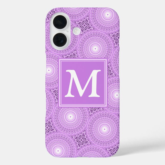 Monogram lilac purple circles pattern Case-Mate iPhone case (Back)