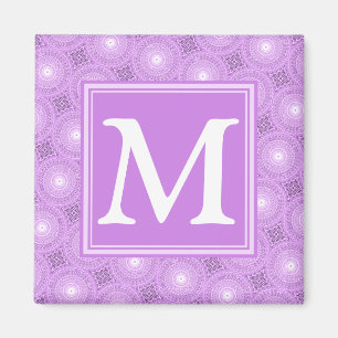 Monogram lilac purple circles pattern magnet