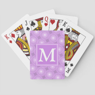 Monogram lilac purple circles pattern playing cards