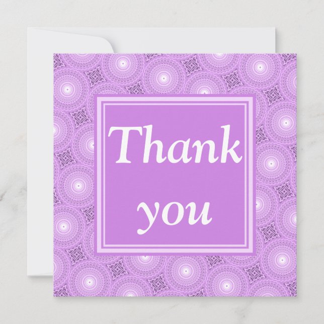 Monogram lilac purple circles pattern thank you card (Front)