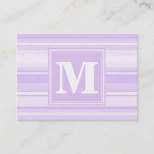 Monogram lilac stripes business card