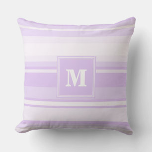 Monogram lilac stripes cushion