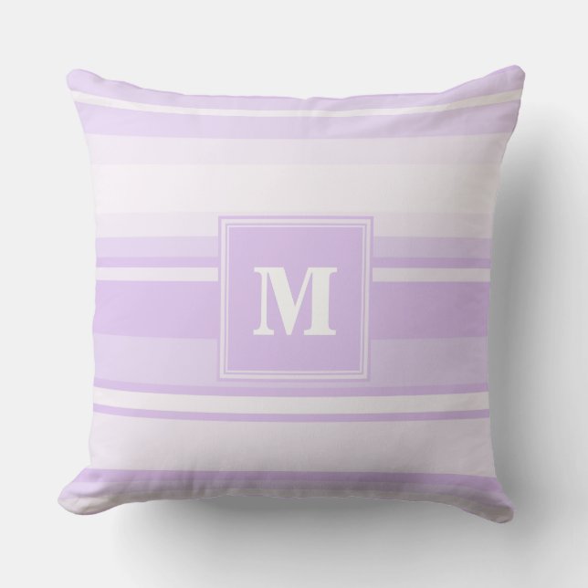 Monogram lilac stripes cushion (Front)