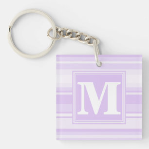 Monogram lilac stripes key ring