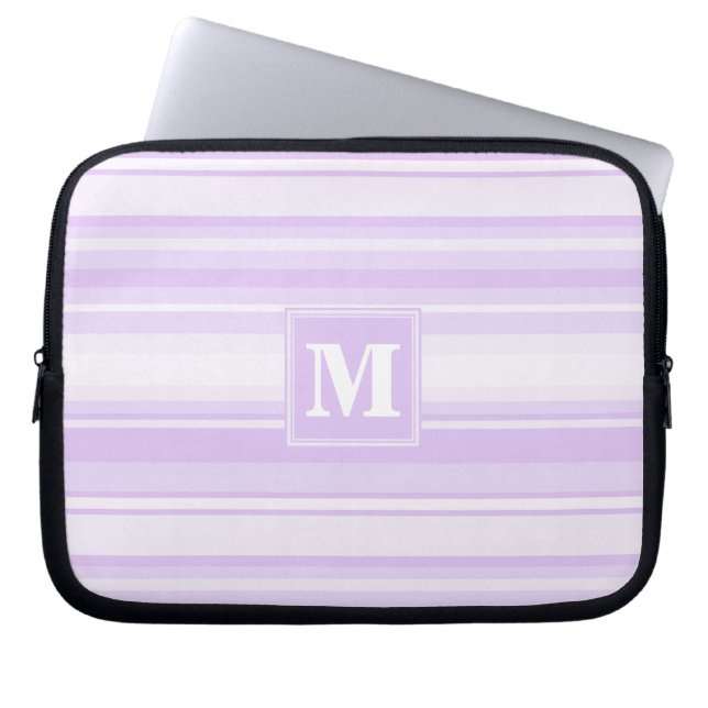 Monogram lilac stripes laptop sleeve (Front)