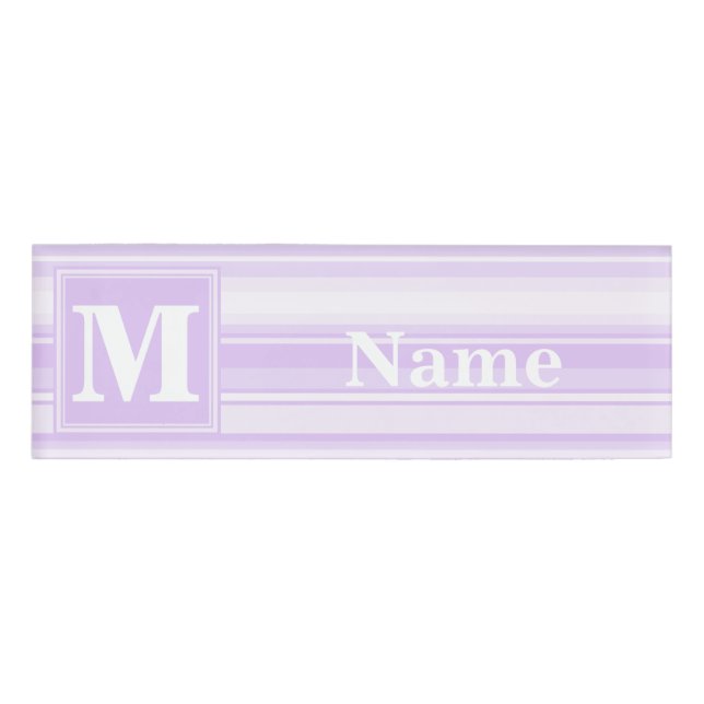 Monogram lilac stripes name tag (Front)