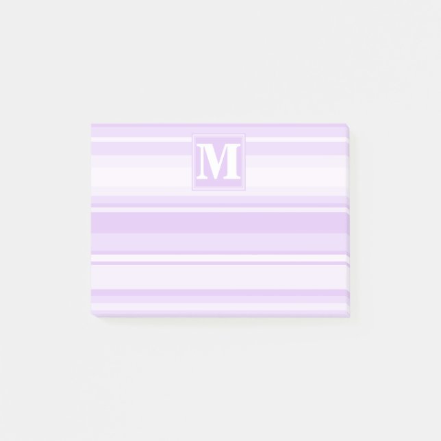 Monogram lilac stripes post-it notes (Front)
