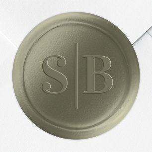 Monogram Lily Green Wax Seal Wedding Stickers