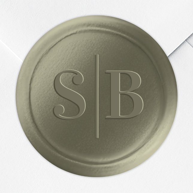 Monogram Lily Green Wax Seal Wedding Stickers (Creator Uploaded)