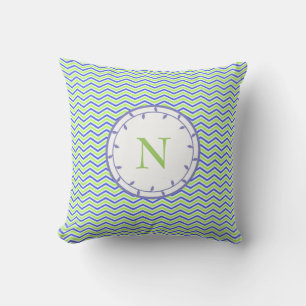 Monogram Lime and Lilac Throw Pilow Template Cushion