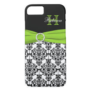 Monogram Lime Black White Damask iPhone 7 Case