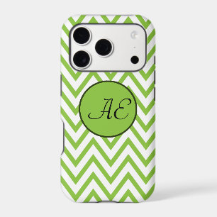 Monogram Lime Green Chevron Modern