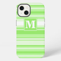 Monogram lime green stripes Case-Mate iPhone case