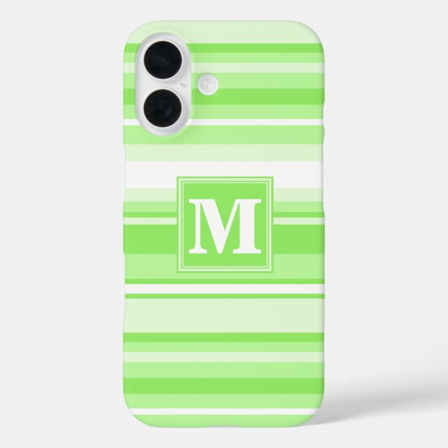 Monogram lime green stripes Case-Mate iPhone case (Back)