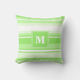 Monogram lime green stripes cushion