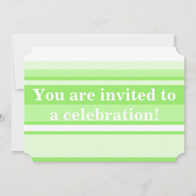 Monogram lime green stripes invitation (Front)