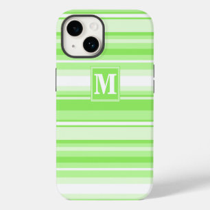 Monogram lime green stripes iPhone 14 case