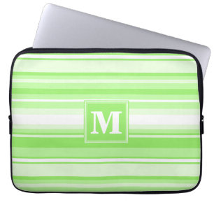 Monogram lime green stripes laptop sleeve