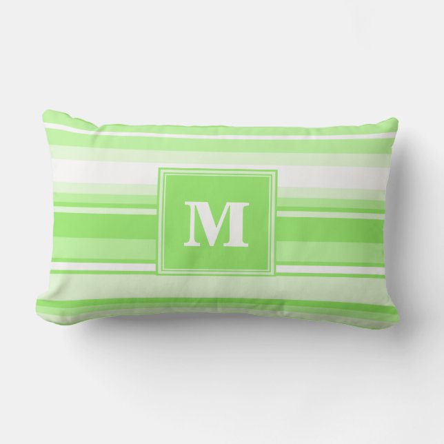 Monogram lime green stripes lumbar cushion (Front)