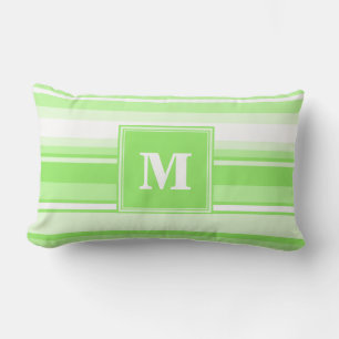 Monogram lime green stripes lumbar cushion