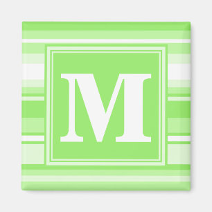 Monogram lime green stripes magnet