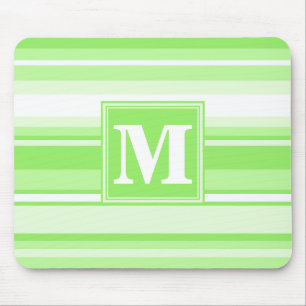 Monogram lime green stripes mouse pad