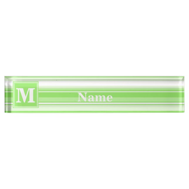 Monogram lime green stripes nameplate (Front)