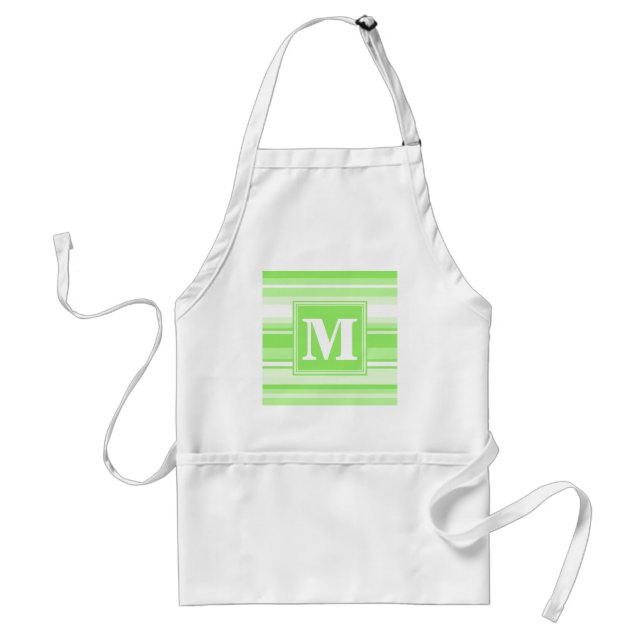 Monogram lime green stripes standard apron (Front)