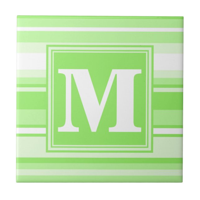 Monogram lime green stripes tile (Front)