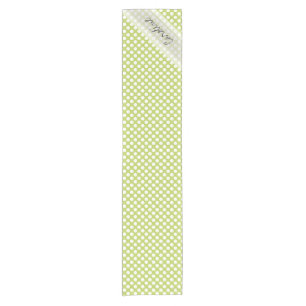 Monogram Lime Green White Trendy Polka Dot Pattern Short Table Runner