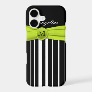 Monogram Lime White Black Striped iPhone 7 Case
