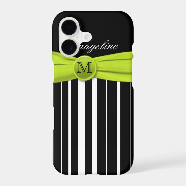 Monogram Lime White Black Striped iPhone 7 Case (Back)