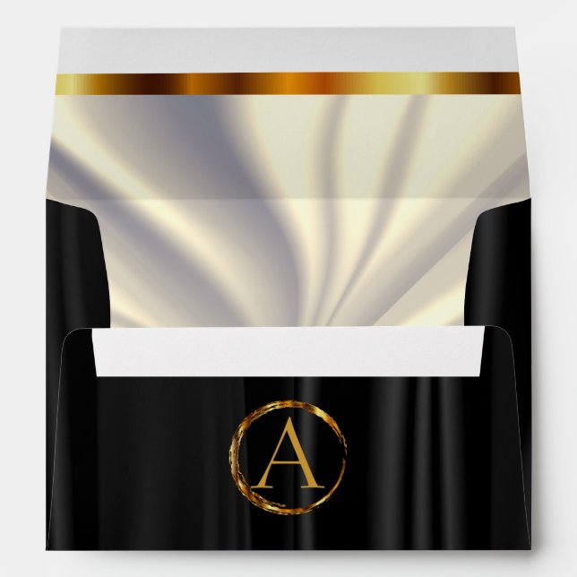 Monogram - Lined Off White Satin & Black Satin Envelopes (Back (Bottom))