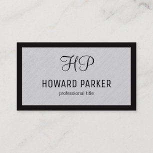 Monogram Linen Texture Border (black) Business Card
