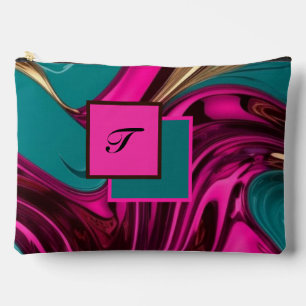 Monogram Liquid Water Hot Pink, Gold & Green Accessory Pouch