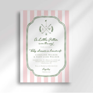 Monogram Little Putter on Way Golf Baby Shower Invitation