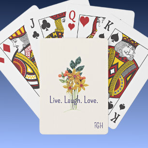 Monogram, Live Laugh Love, Paper Quilled Flowers, Playing Cards