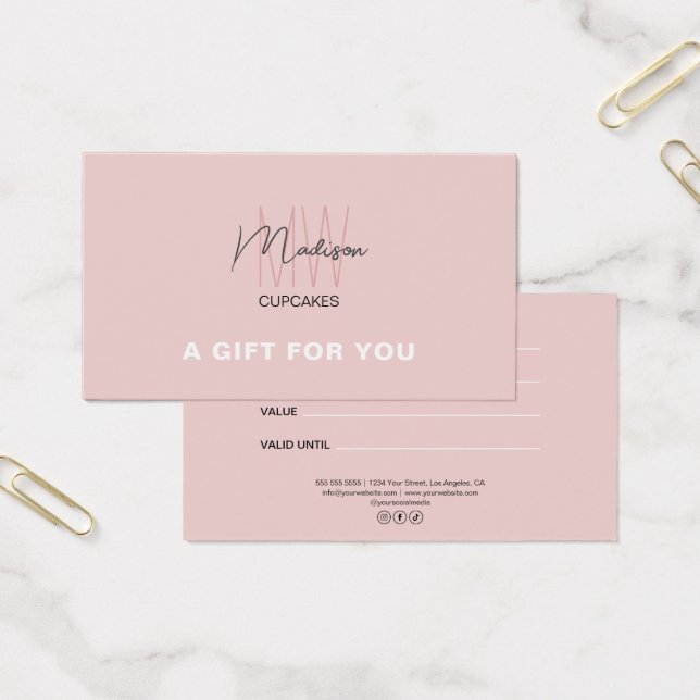 Monogram Logo Bakery Business Gift Certificate (Office)