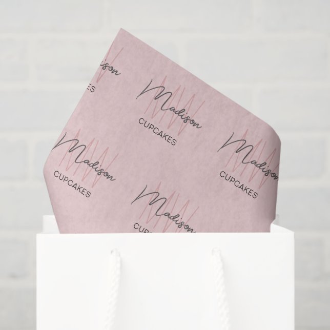 Monogram Logo Bakery Pink Tissue Paper (Gift Bag)