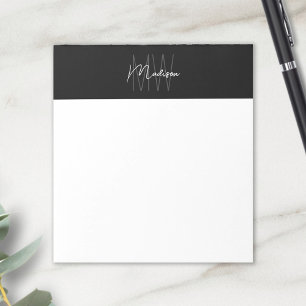 Monogram Logo Black and White Modern Minimalist Notepad