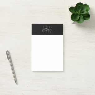 Monogram Logo Black and White Modern Minimalist Post-it Notes