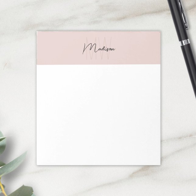 Monogram Logo Blush Pink Modern Minimalist Notepad (Monogram Logo Blush Pink Modern Minimalist Notepad)