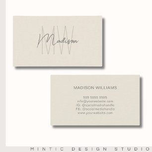 Monogram Logo Cream Modern Minimalist Business Card