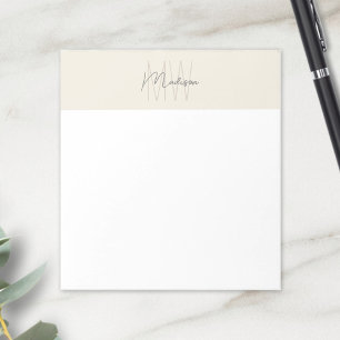 Monogram Logo Cream Modern Minimalist Notepad