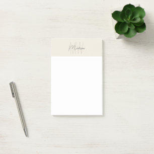 Monogram Logo Cream Modern Minimalist Post-it Notes