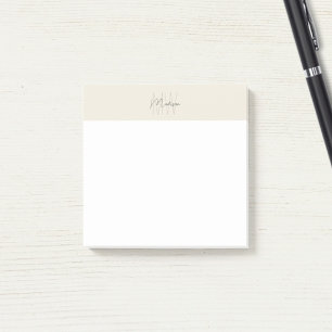 Monogram Logo Cream Modern Minimalist Post-it Notes