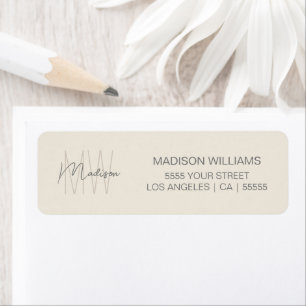 Monogram Logo Cream Modern Return Address