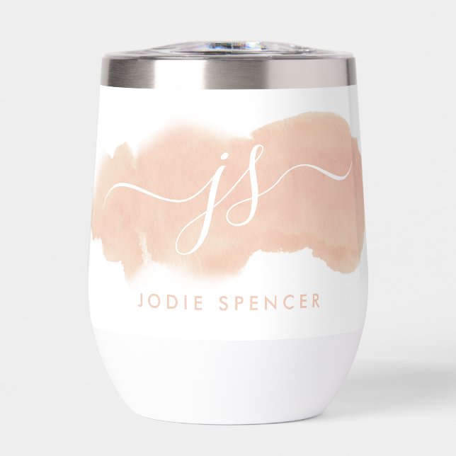  MONOGRAM LOGO elegant initials blush watercolor (Front)