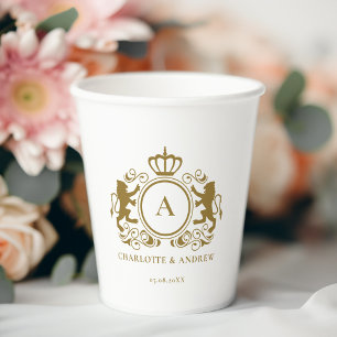 Monogram, logo, emblem & lion weddings Paper cup